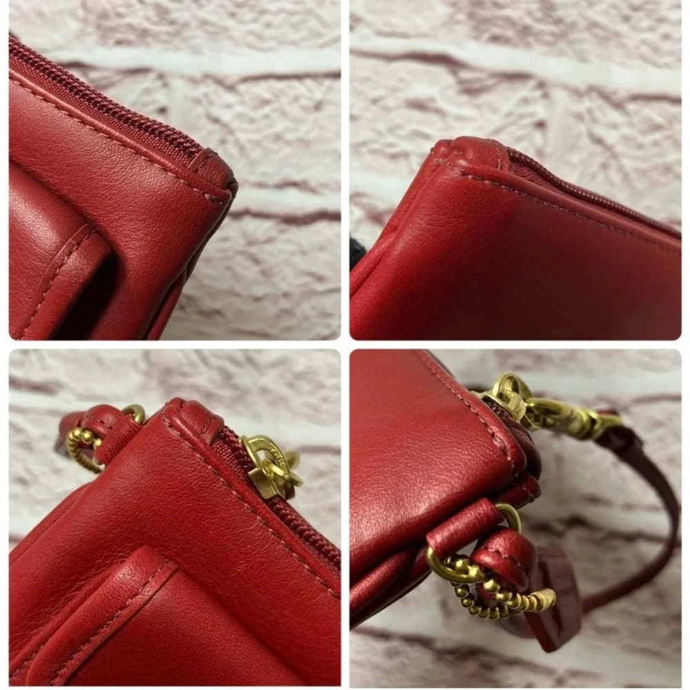 Coach Red Leather Wristlet with Gold Accents - Picture 8 of 16